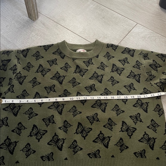 Stella Tweed Olive Green Butterfly Sweater - Picture 5 of 5